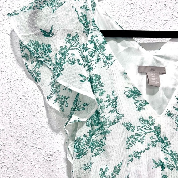 H&M Green V-Neck cottage core Maxi Sundress 4 - Picture 5 of 8